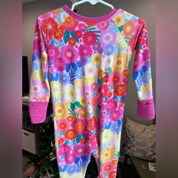Little Sleepies Rainbow Blooms Zippy Pajamas Size 12-18M GUC - Picture 6 of 8